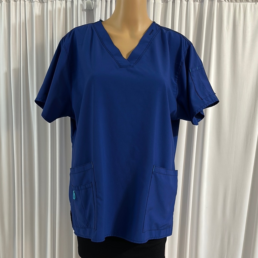 ❤️ Carhartt  Blue V-Neck Short Sleeve Scrub Top